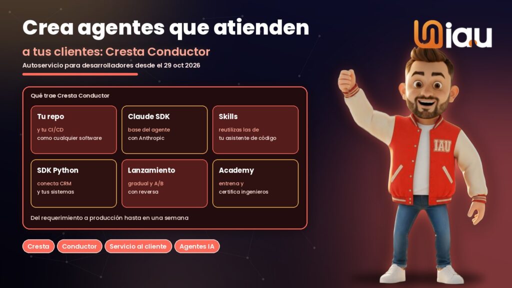 Cresta Conductor para crear agentes de IA de atención al cliente, mascota IAU