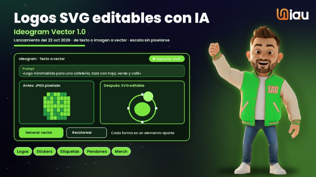 Ideogram Vector 1.0 logos SVG editables con IA - IA University